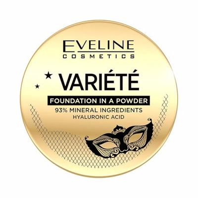Eveline Cosmetics Variet Fond de Teint Minéral en Poudre - 01, Formule Légère et Hydratante avec Acide Hyaluronique, 93% Ingrédients Minéraux