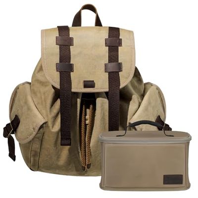 TARION Canvas Everyday Backpack with Insert: Dual-Purpose Daypack with Removable Camera Insert Small Camera Rucksack Lightweight Vintage Bag Khaki Michael