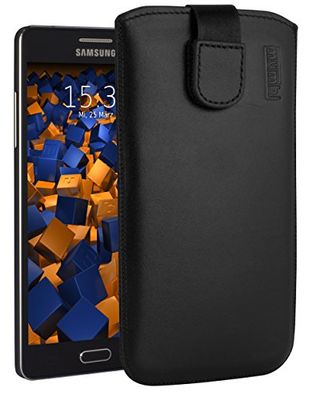 mumbi Äkta läderväska kompatibel med Samsung Galaxy A5 2015 fodral läder väska Case wallet, svart