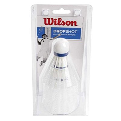 Wilson Dropshot Shuttlecocks, Volani da Badminton, 3 Pezzi, Plastica/Sughero Naturale, WRT6048WH Unisex, Bianco