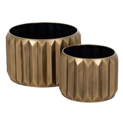 BigBuy Garden Set de Maceteros Dorado Hierro 37,5 x 37,5 x 23 cm (2 Unidades)