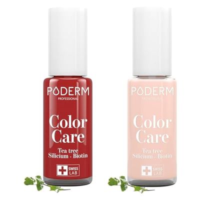 PODERM Swiss-Made Antifungal Nail Polish – 2 Pack | Breathable Treatment with Tea Tree, Silicon & Biotin | Strengthens, Repairs & Conceals Yellow, Brittle & Damaged Nails | Podiatrist-Developed