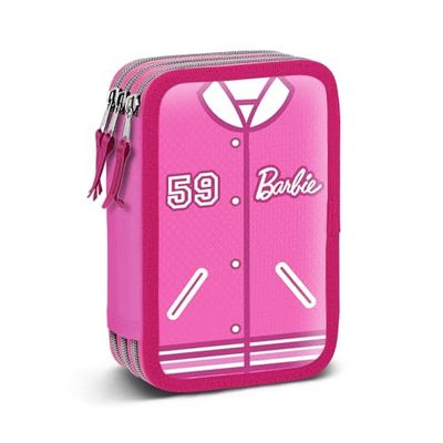 Karactermania Barbie Varsity-Triple Filled Pencil Case, Pink, 14 x 21 cm