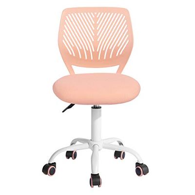 FurnitureR 1 set bureaustoel, in hoogte verstelbaar, draaistoel met rugleuning met klein gat, bureau zonder armleuningen, bureaustoel, slaapkamerbureau, lichtroze