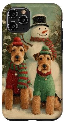 Welsh Terrier Dogs Christmas Snowman Holiday Art Case for iPhone 11 Pro
