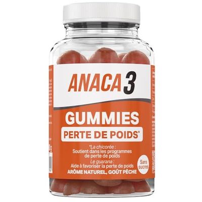 ANACA 3 - Gummies Perte De Poids - Complément Alimentaire Sans Sucres - Métabolisme Des Macronutriments - Guarana, Chicorée, Zinc & Chrome - Programme Perte de Poids 30 Jours - 60 Gummies