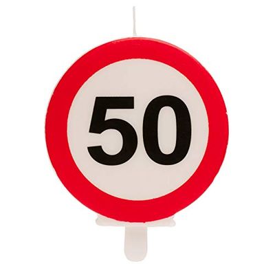 Dekora Originele verjaardagskaars met bord "Verboden" voor taartdecoratie - getal 50