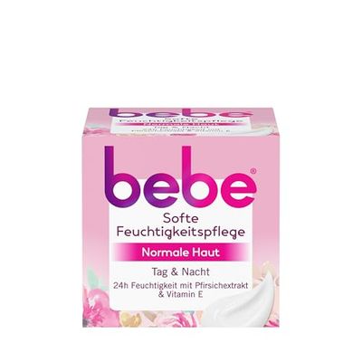 bebe Moisturiser (50 ml), Face Cream for Normal Skin with Peach Extract and Vitamin E, Lightweight Moisturizer for Face