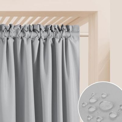ROOM99 Utomhusgardiner med veckband Garden Line 155 x 270 cm bred x höjd utomhus gardin väderbeständigt vattentätt insynsskydd solskydd gardiner trädgård vindtätt ljusgrå