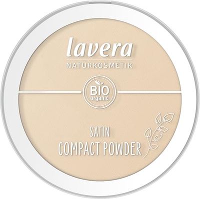lavera Satin Compact Powder -Poudre Compacte -Medium 02- nude - Huile d'amande bio & Poudre de riz bio - Végan - matifiante - longue durée - texture veloutée (1 x 9,5g)