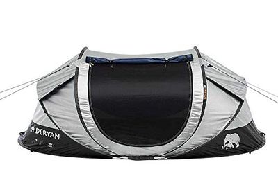 Deryan Luxe Cocoon - Tente de Voyage - Pop-up - Installation en 2 Secondes - Anti UV - Convient pour 2 Personnes - Argent/Noir Cocoon 2P-3R 2 Persons