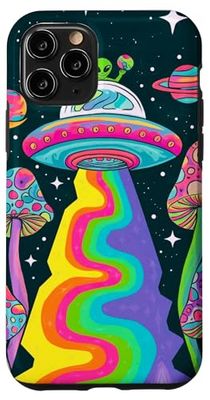 Psichedelico Alieno UFO Trippy Arcobaleno Fungo Arte Custodia per iPhone 11 Pro