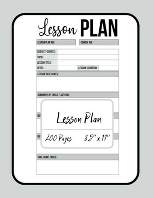 Lesson Plan, 200 Pages, 8,5''x11''