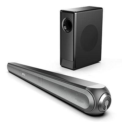 Barra de Sonido Dloby Audio, 240W para TV con Subwoofer Inalámbrico 135 dB 3D Sonido Envolver, 4K HDR, 0.5% THD con Óptico/HDMI ARC/Aux/USB/Bluetooth 5.0 Cine en Casa