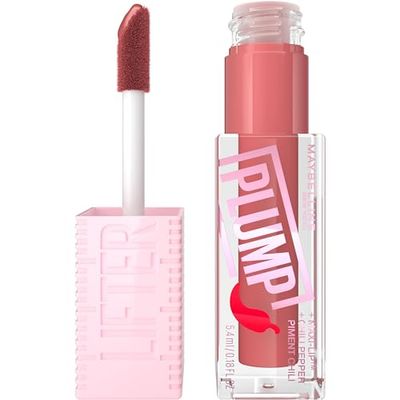 Maybelline New York, Lifter Plump Lip Gloss, Lasting Plump, Heated Formula with Hyaluronic Acid and Chilli Pepper, XL Wand, Vegan Formula, Shade: 005 Peach Fever