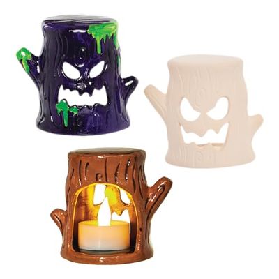 Baker Ross FX641 Spooky Tree Ceramic Tealight Holders - Box of 3, Halloween Ceramic Crafts for Kids