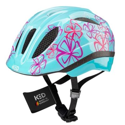 KED Kids Youth Meggy III Trend Fietshelm, Iceblue Flower, 46-51 (S)