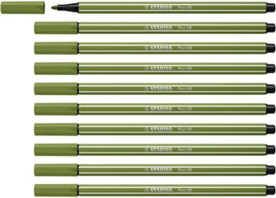 Rotulador premium STABILO Pen 68 - Caja con 10 unidades color verde musgo