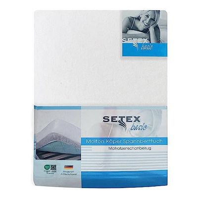 SETEX, Molton, coprimaterasso, con Elastico agli Angoli, di Colore Bianco, 1308, Cotone, Bianco, 200 x 200 cm
