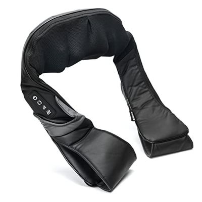 SALTER EE6934BLKSTKEU7 Heated Neck & Back Massager, Deep Kneading Soothing Shiatsu Massage, 3 Intensity Speeds, 4 Massage Heads, UK & EU Adaptors,Klein,Zwart