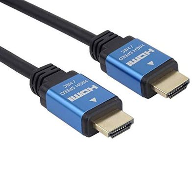 PremiumCord 4K HDMI 2.0b Cable, Resolution UHD 4K@60Hz 2160p, 3D, ARC, HDCP, Gold Plated Metal Connectors, Black and Blue, Length 2 m