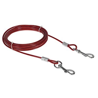 CHAPUIS SELLERIE SLA604 Cavo per cani, guaina rossa + moschettoni - Diametro 5 mm - Lunghezza 4,50 m
