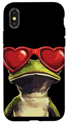 Costume décontracté grenouille avec lunettes de soleil en forme de cœur Coque pour iPhone X/XS