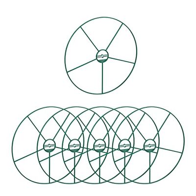 Relaxdays plantenring set van 6, ronde steunringen 39 cm, voor planten en struiken, van kunststof, donkergroen