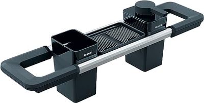 BLANCO Worktop Organizer Main Set | Riel extensible 396-440 mm para fregaderos | Utensilios de cocina perfectamente organizados | Dispensador de jabón para detergente, contenedor de limpieza y bandeja