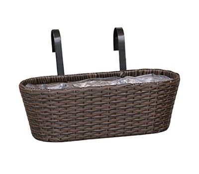 Dehner fioriera con supporto, circa 30 x 16 x 26 cm, poly rattan, marrone