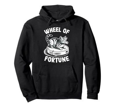 Wheel Of Fortune Cat On Robot Vacuum Cleaner Cat Pullover Hoodie