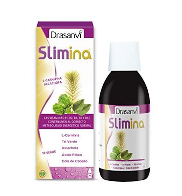 DRASANVI Slimina | Extractos Vegetales Reforzados con L-Carnitina, Fibra y Vitaminas |Cola de Caballo + Alcachofa + Té Verde | Ayuda a Eliminar Líquidos y a un Correcto Metabolismo| 250 ml