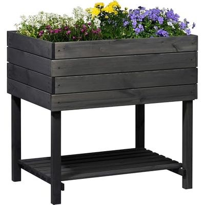 dobar® Kubus 2.0 - Aiuola rialzata per giardino in legno, 78 x 58 x 78 cm, colore: antracite