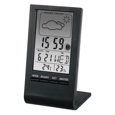 Hama - Termometro LCD con igrometro "TH-100", orologio, calendario, fasi lunari, previsioni del tempo