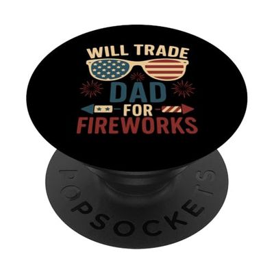 Cambiará a papá por fuegos artificiales del 4 de julio para niños PopSockets PopGrip Adhesivo