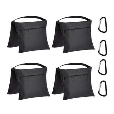 Amazon Basics Set di 4 Sacchi di Sabbia Fotografici Vuoti per Supporti di Luce, Riflettori, Softbox e Studio Fotografico, Carico Massimo 9kg - Nero