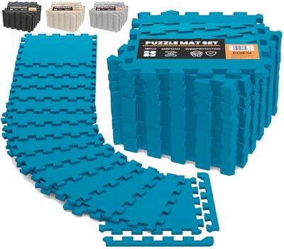 EDIESI, Tappeto Palestra, Tatami, Pavimento Gommato Palestra, Home Gym, Atrezi Palestra Casa, Tappeto per Piscina Fuori Terra, Puzzle (18 unità / 30x30x1 cm/Blu)