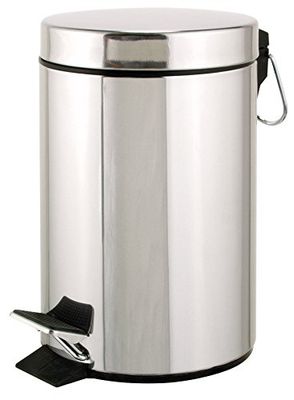 axentia Poubelle Cosmétique en Acier Inoxydable, Poubelle à Pédale avec Couvercle, Capacité de 3 L, Ø env. 17 cm, Hauteur env. 25 cm, Argenté/Noir