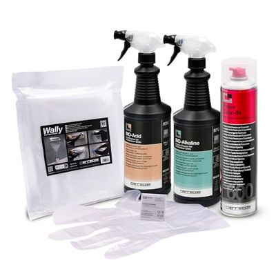 Errecom Kit pulizia completa climatizzatori, include cover protettiva Wally e aerosol 600mL pulizia unità interna, Bio Acid e Bio Alkaline 2L con tensioattivi bio pulizia unità esterna, guanti