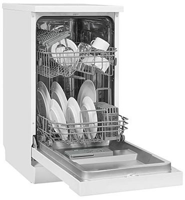 Exquisit® Lavavajillas 45Cm, Clase E, Color Blanco, 9 Servicios, 6 Programas, Cesto Regulable, Funciones Extra Seco y Media Carga, Interior Inox, Consumo 70 kWh/año, Medidas 84,5x44,8x60 Cm.