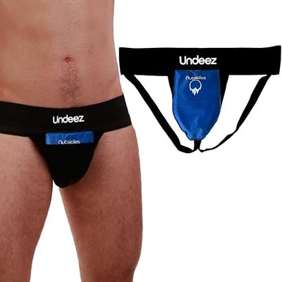 Undeez Vasectomy Jockstrap Underwear - With 2-Custom Fit Ice Packs and Snug Jockstrap For Testicular Support & Pain Relief, Black, M