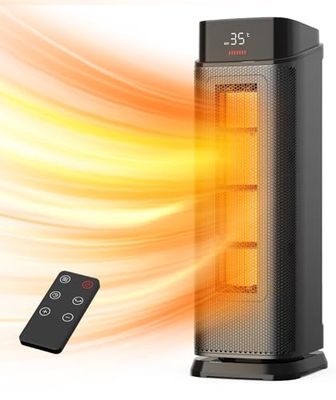 QEXREED Elektrische verwarming, laag stroomverbruik, 2000 W PTC, 4 modi, eco-modus, 90° oscillatie, timer 24 uur, afstandsbediening, krachtig, oververhittings- en omvalbeveiliging, thuis