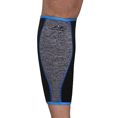NIVIA Orthopedic Slip-in Calf Support (Grey/Black, Size - Medium) | Material - Neoprene/Polyester | Pain Relief, Gym, Sports, Exercise, Workout, Cycling