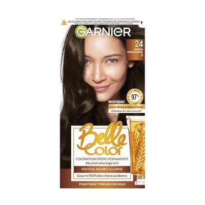 Garnier - Belle Color - Coloration Crème Permanente - 24 Châtain Foncé Naturel - 100ml