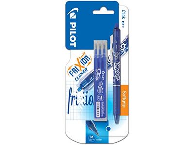 Pilot FriXion Clicker - Bolígrafo roller de tinta borrable (incluye 3 recargas), color azul