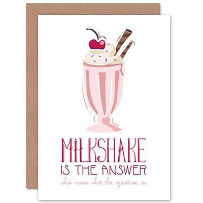 Wee Blue Coo CARD GREETING MILKSHAKE ANSWER QUESTION