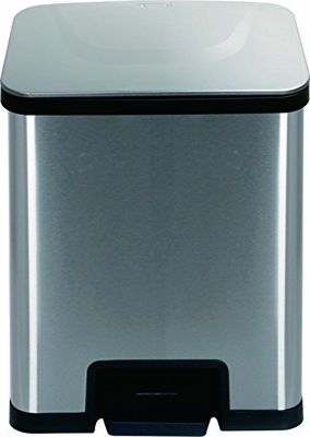 Echtwerk Cubo de Basura con Pedal Power Step, Acero Inoxidable, Plata, 42 x 30 x 51.5 cm