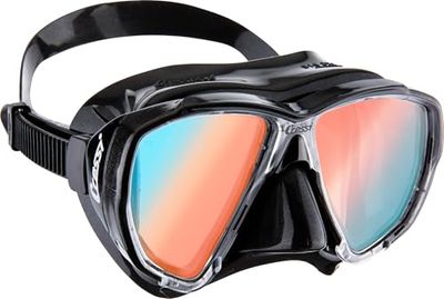CRESSI Big Eyes Mask Black/380 UV Blue Orange Lens - Masque de Plongée Unisex de Haute Qualité, Noir/Verres 380 UV Bleu Orange, Taille Unique
