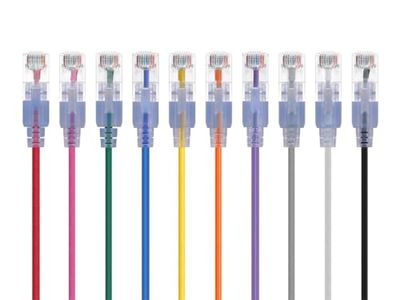 Monoprice SlimRun Cabo de ligação Ethernet Cat6A, cabo de rede de internet, RJ45, entrançado, UTP, cabo de cobre puro nu, 30 AWG, 5 pés, 10 cores, embalagem de 10