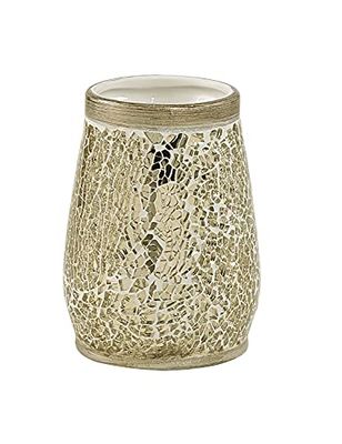 Gedy Crema G-Myosotis, baño, Soporte para Cepillo de Dientes de cerámica y Vidrio, 2 años de garantía, diseño I+D, Medidas 11,3 x 8,5 x 8,5 cm, única